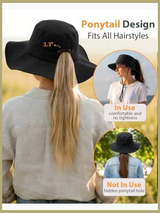 Packable UPF50+ Waterproof Nylon Bucket Hat with Ponytail Hole main image 7